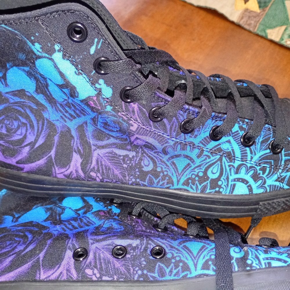 Black and Blue High-Top Sneakers